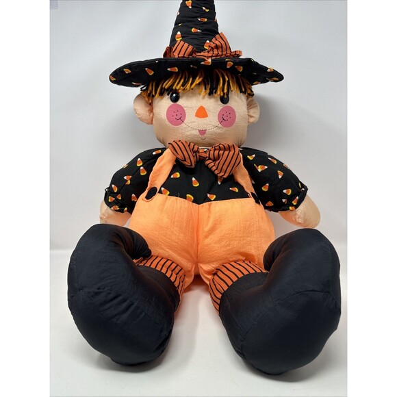 Vintage Halloween Witch Scarecrow Dan Dee Nylon Puffalump Style 26" Plush - Picture 4 of 8